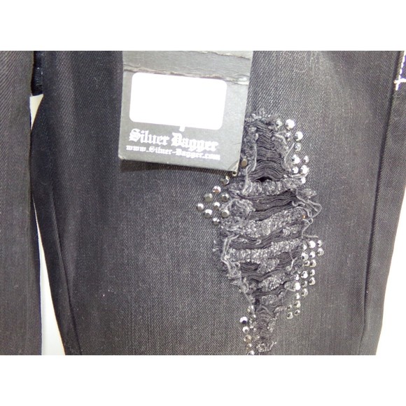 Women's Silver Dagger black distressed straight leg jeans Size 30X33 90's retro - Picture 3 of 12